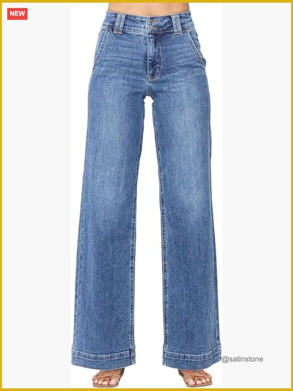 High Waisted Wide Leg Straight Jeans with Tummy Control